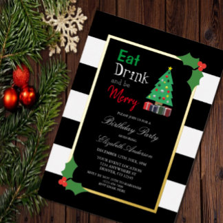Iss Drink und sei frohe Geburtstagsparty Folieneinladung