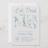 Iss Drink und sei frohe Verzierte Typografie Weihn Einladung (Vorderseite)