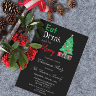 Iss Drink und sei frohe Weihnachten Party Einladun Einladung