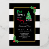 Iss Drink und sei frohe Weihnachten Party Folieneinladung (Vorderseite)