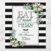 Iss Drink und sei frohe Weihnachten Weinetikett (Einzelnes Label)