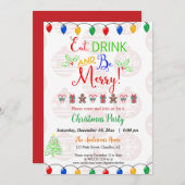Iss Drink und sei frohe Weihnachtsfeier Einladung (Vorne/Hinten)