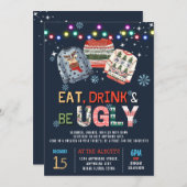 Iss Drink und sei hässlich Weihnachts Sweater Part Einladung (Vorne/Hinten)