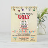 Iss Drink und sei hässlich Weihnachts Sweater Part Einladung (Stehend Vorderseite)