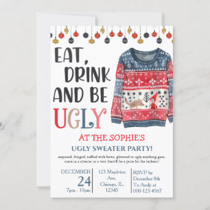 Iss Drink und sei leise Sweater Weihnachts-Party Einladung