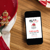 Iss Drink und sei Meowy Cartoon Weihnachten Weihna Einladung