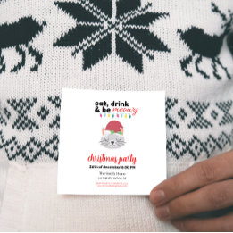 Iss Drink und sei Meowy Cartoon Weihnachten Weihna Einladung