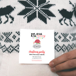 Iss Drink und sei Meowy Cartoon Weihnachten Weihna Einladung