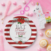 Iss Drink und sei Merry Poinsettia Weihnachten Pappteller (Party)