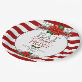 Iss Drink und sei Merry Poinsettia Weihnachten Pappteller (Schrägansicht)