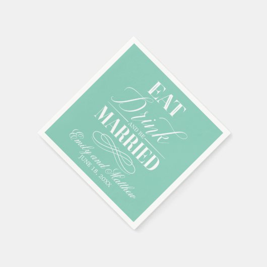 Iss Drink und sei Verheiratet Minze | Hochzeit Serviette (Ecke)