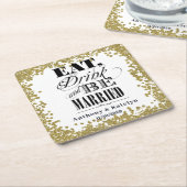 Iss Drink und Verheiratet Glitzer Gold Custom Rechteckiger Pappuntersetzer (angewinkelt)