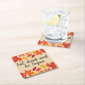 Iss Drink veganen Herbst Erntedank mit Blätter Rechteckiger Pappuntersetzer (Vor Ort)