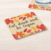 Iss Drink veganen Herbst Erntedank mit Blätter Rechteckiger Pappuntersetzer (angewinkelt)