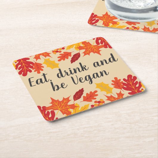 Iss Drink veganen Herbst Erntedank mit Blätter Rechteckiger Pappuntersetzer (angewinkelt)
