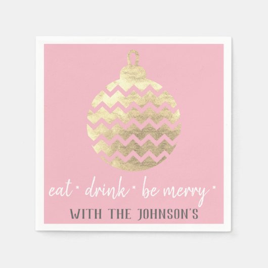 Iss Drinks seien Sie froh rosa graue, weiße Golden Serviette (Vorderseite)