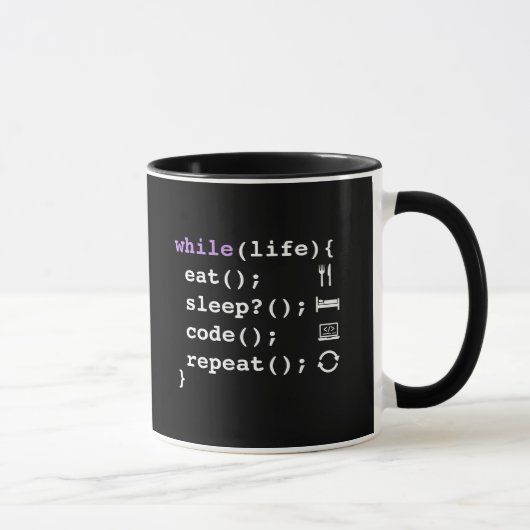 Iss Eat Sleep Code Repeat | Minimalistischer Progr Tasse (Rechts)
