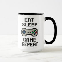 Iss Eat Sleep Game Repeat – Gamer Pixel Art Tasse