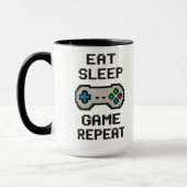 Iss Eat Sleep Game Repeat – Gamer Pixel Art Tasse (Links)