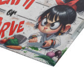 „Iss es oder verhungere“ Koch-Cartoon-Kunst Schneidebrett (Ecke)