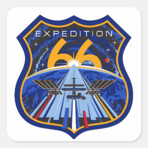 ISS Expedition 66 Patch Logo Quadratischer Aufkleber