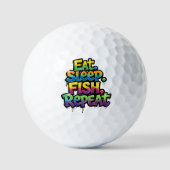 Iss Fisch Wiederhole Regenbogen Graffiti Golfball (Vorderseite)