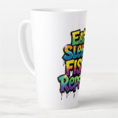 Iss Fisch Wiederhole Regenbogen Graffiti Milchtasse (Linke Ecke)