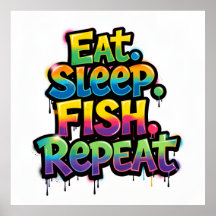 Iss Fisch Wiederhole Regenbogen Graffiti