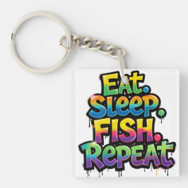 Iss Fisch Wiederhole Regenbogen Graffiti Schlüsselanhänger
