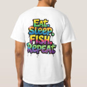 Iss Fisch Wiederhole Regenbogen Graffiti T-Shirt (Rückseite)