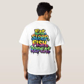 Iss Fisch Wiederhole Regenbogen Graffiti T-Shirt (Schwarz voll)