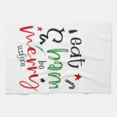 Iss Ham und sei Merry Bright Funny Weihnachten Geschirrtuch (Horizontal)