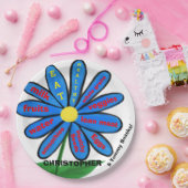 Iss Healthy Blue Daisy Floral Kids NAME Pappteller (Party)