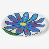 Iss Healthy Blue Daisy Floral Kids NAME Pappteller (Schrägansicht)