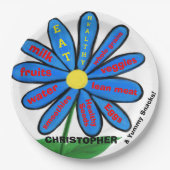 Iss Healthy Blue Daisy Floral Kids NAME Pappteller (Vorderseite)