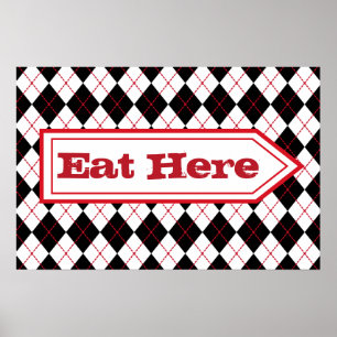Iss Here Diner Sign Poster