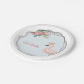 Iss Kuchen Elegante Blumenrosa Schwan mit Krone Pappteller (Schrägansicht)