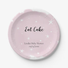 Iss Kuchen Pastel Pink Watercolor Star Babydusche Pappteller