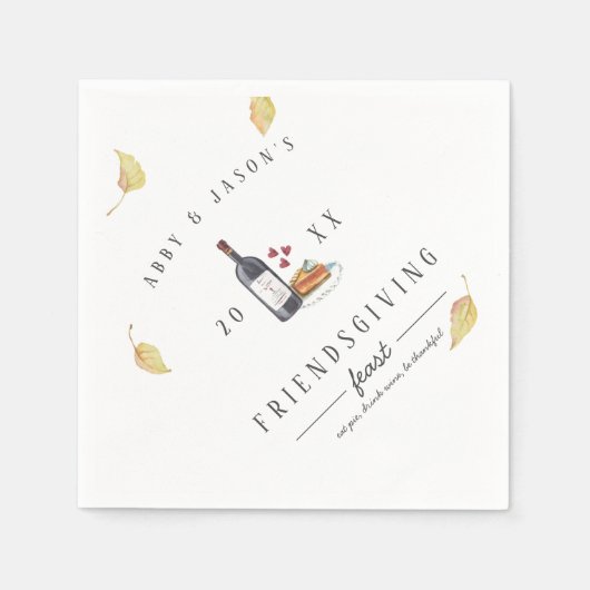 Iss Kuchen, trinke Wein, sei dankbar | Erntedank Serviette (Vorderseite)