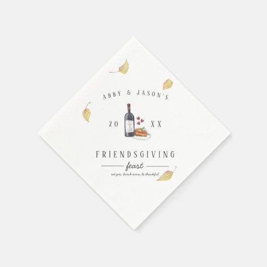 Iss Kuchen, trinke Wein, sei dankbar | Erntedank Serviette (Ecke)