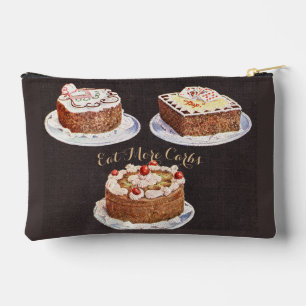 Iss mehr Kohlenhydrate Vintage-Torte-Illustration Zubehörtasche