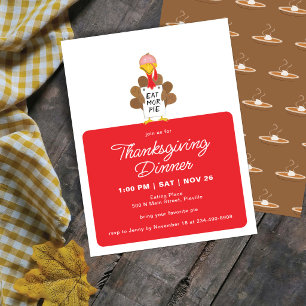Iss mehr Pie Lustiger Truthahn Thanksgiving-Dinner Einladung