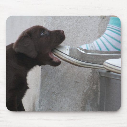 Iss meinen Schuh! Labrador Puppy Mousepad (Vorne)