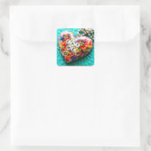 Iss mir Regenbogenkleben Quadratischer Aufkleber (Tasche)