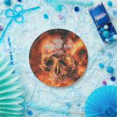 Iss nicht. Flammenschädel im Weltraum Pappteller (Party)