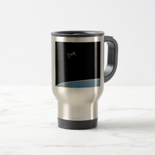 ISS oder Internationale Raumstation Reisebecher (VorderseiteRechts)