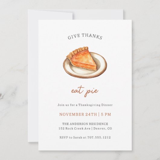 Iss Pie Erntedank Dinner Einladung (Vorderseite)
