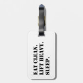 Iss sauber. Heavy Lift. Schlafen. Gepäckanhänger (Rückseite vertikal)