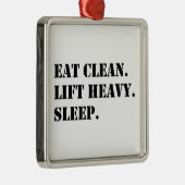 Iss sauber. Heavy Lift. Schlafen. Ornament Aus Metall (Rechts)