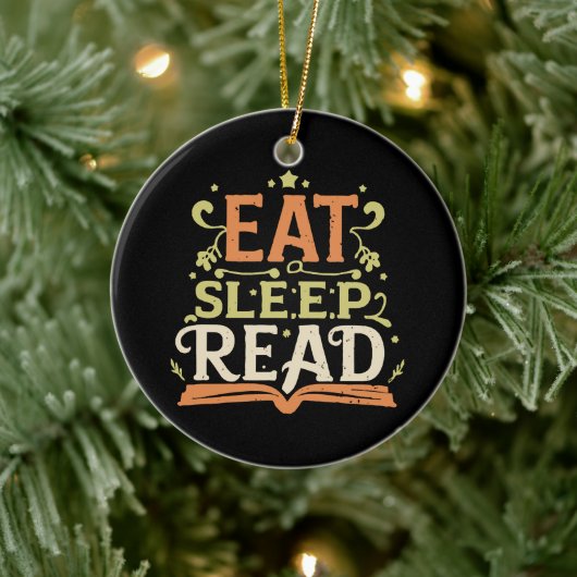 Iss Schlaf Lies, Lustiges Lesen Keramik Ornament (Baum)